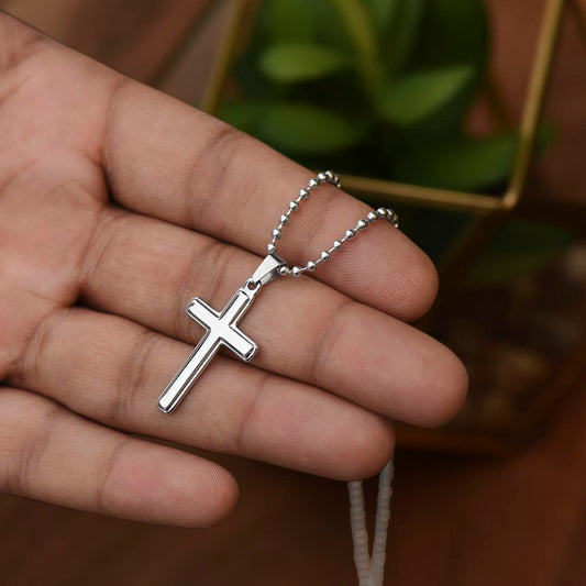 Artisan crafted cross necklace with ball chain