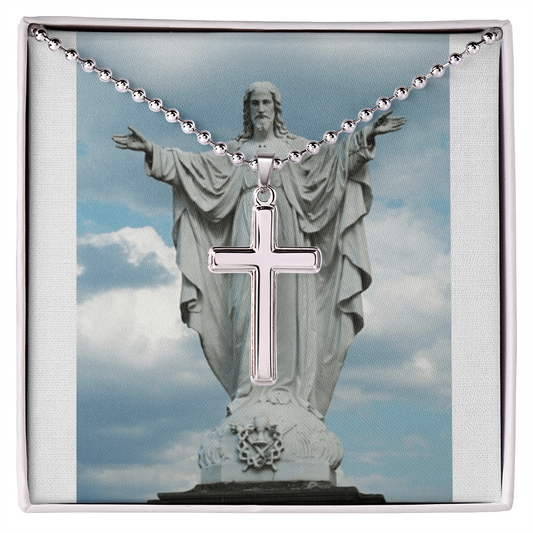 Artisan crafted cross necklace with ball chain