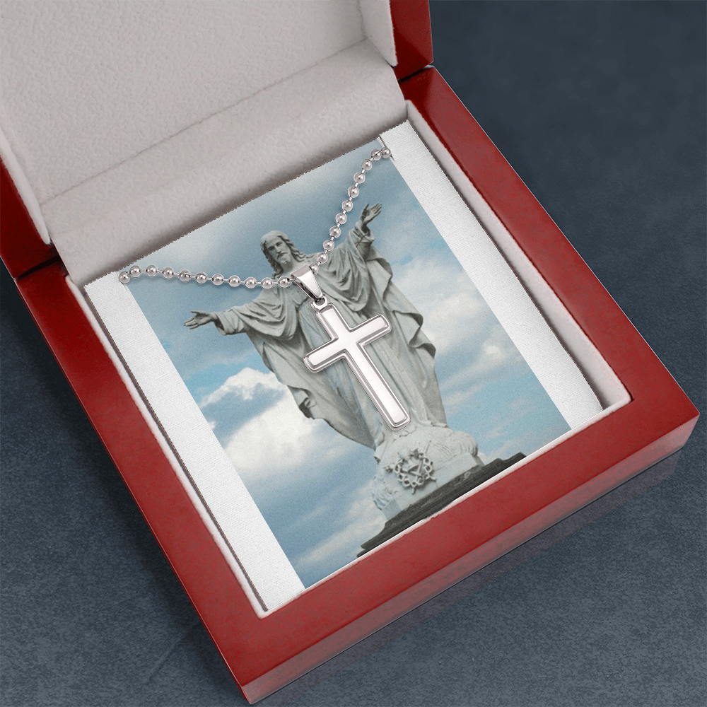 Artisan crafted cross necklace with ball chain