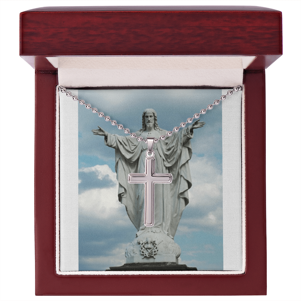 Artisan crafted cross necklace with ball chain