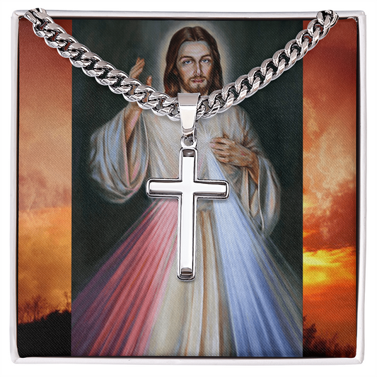 Cuban Link Artisan Cross Necklace