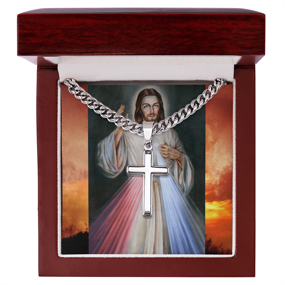 Cuban Link Artisan Cross Necklace