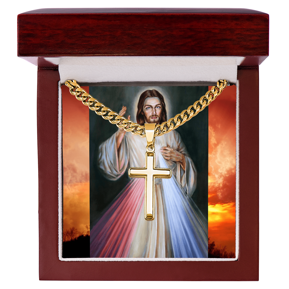 Cuban Link Artisan Cross Necklace