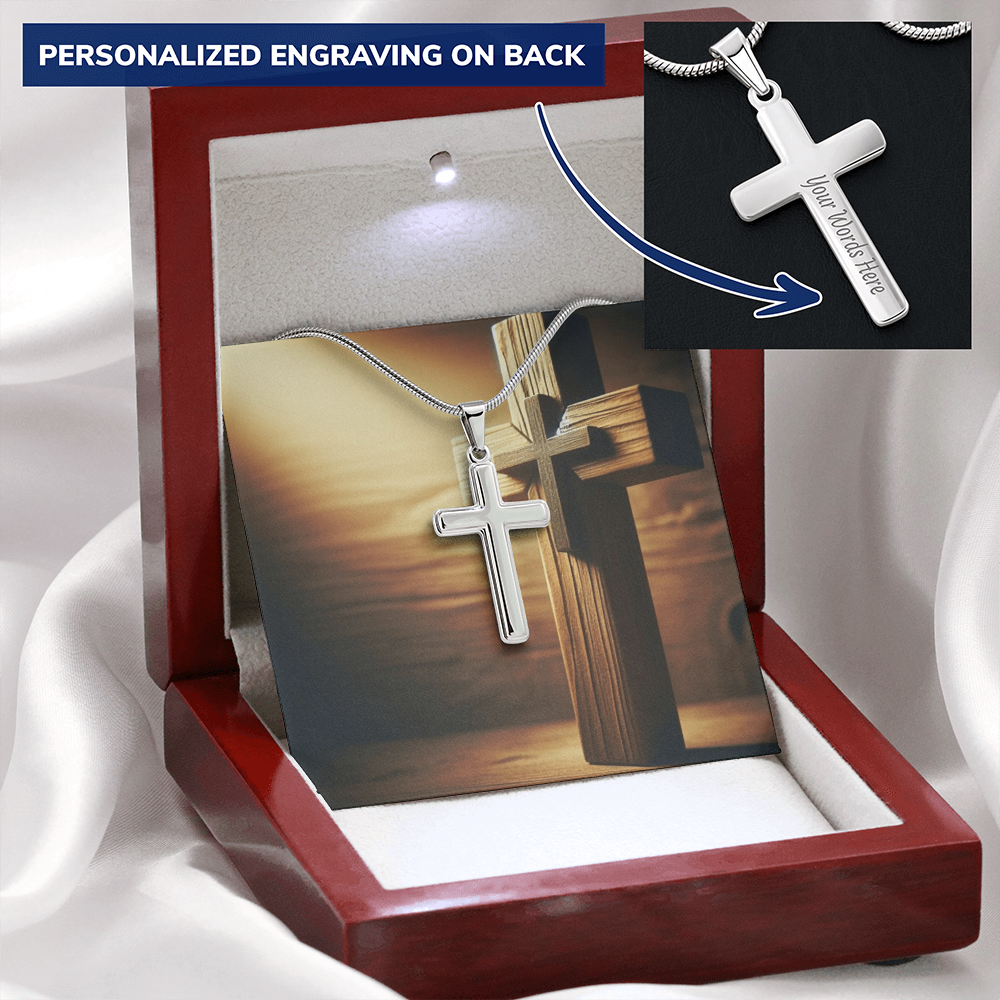 Custom Engraved Personalized Cross Necklace